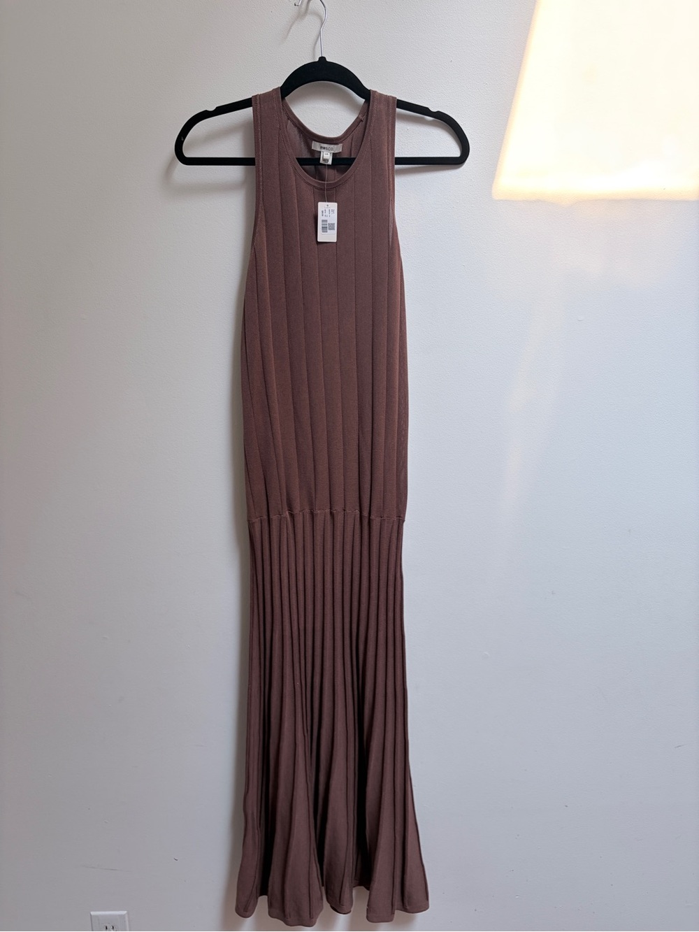 ⁠RW&CO Brown Ribbed Knit Scoop Neck Tank Dress NWT Size Large⁠